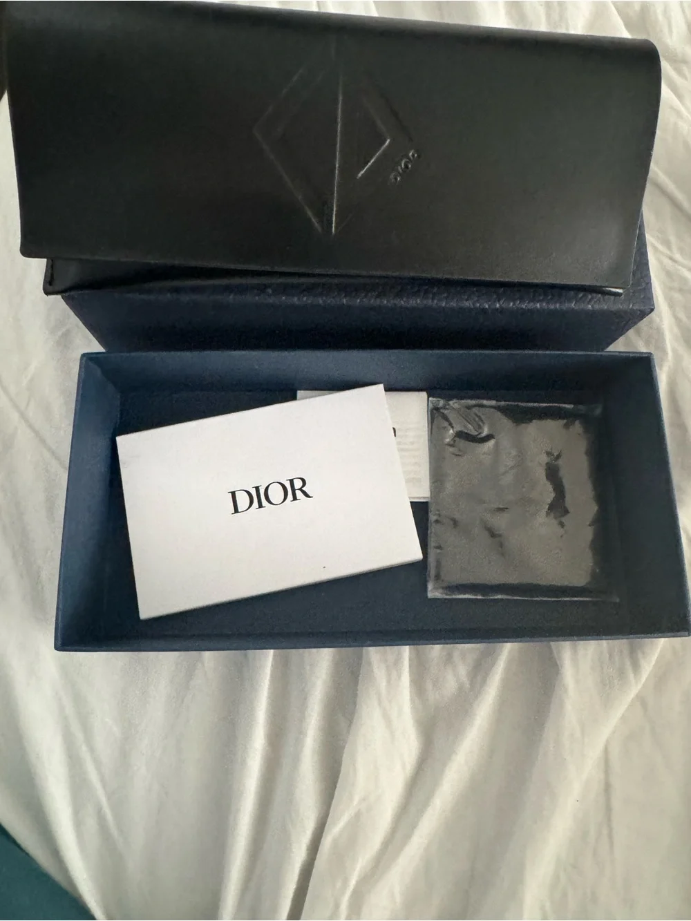 Dior Black Frame Sunglasses with Green-Blue Mirrored Lenses